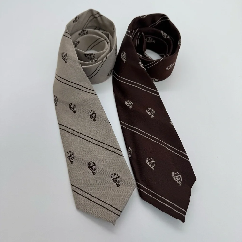 Vintage Wasserstorm Kentucky Fried Chicken Colonel Sanders Set 2 Neck Ties KFC